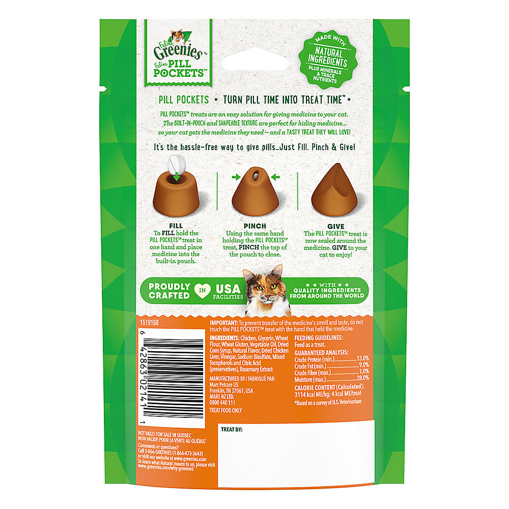 Greenies Feline Pill Pockets Cat Treats - Chicken