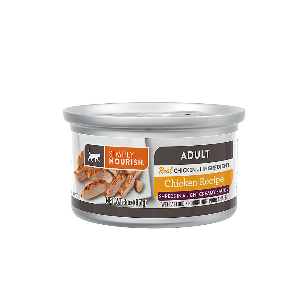 Simply Nourish® Original Cat Wet Food - 3 Oz, Natural, Shreds in Creamy Sauce, With-Grain