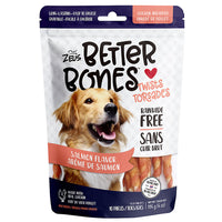Thumbnail for Zeus Better Bones Rawhide Free Twists Dog Treats - Salmon Flavour, Chicken Wrapped