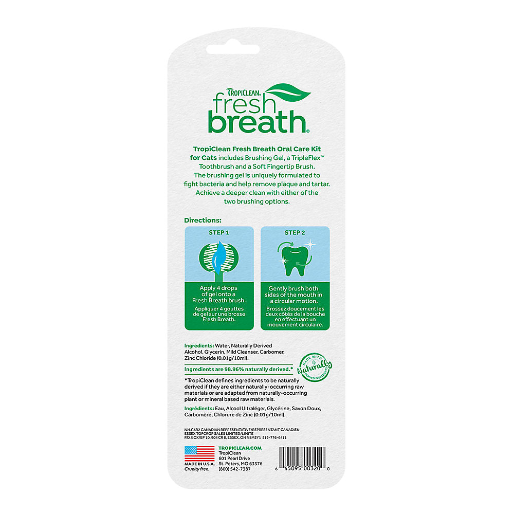 TropiClean Fresh Breath Oral Care Cat Toothbrush Kit
