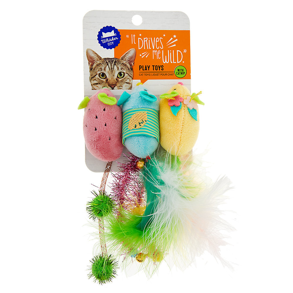 Whisker City® Fruit Mice Cat Toys - 3 Pack